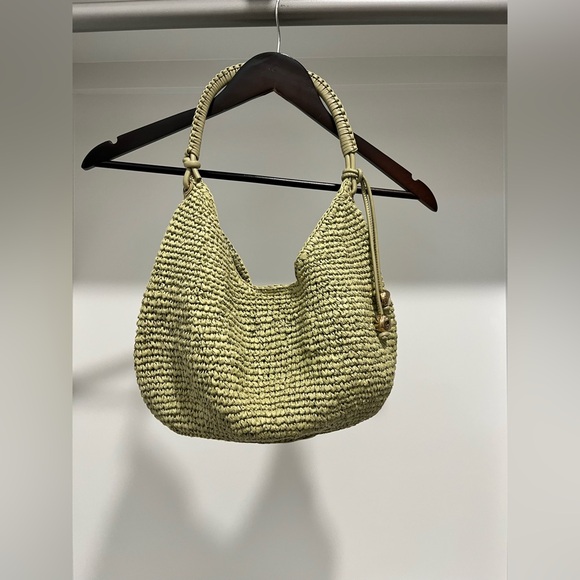 Madewell The Camren Straw Bag with Leather Trim in Sagebrush with gold charms - Picture 6 of 16